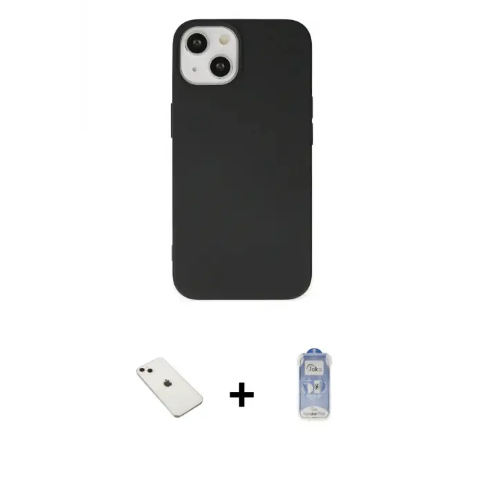 ieg™ iPhone 14 Kılıf Ahenk Serisi - Siyah Joko Magic 5D Cam + Diamond Kamera Lens - PE