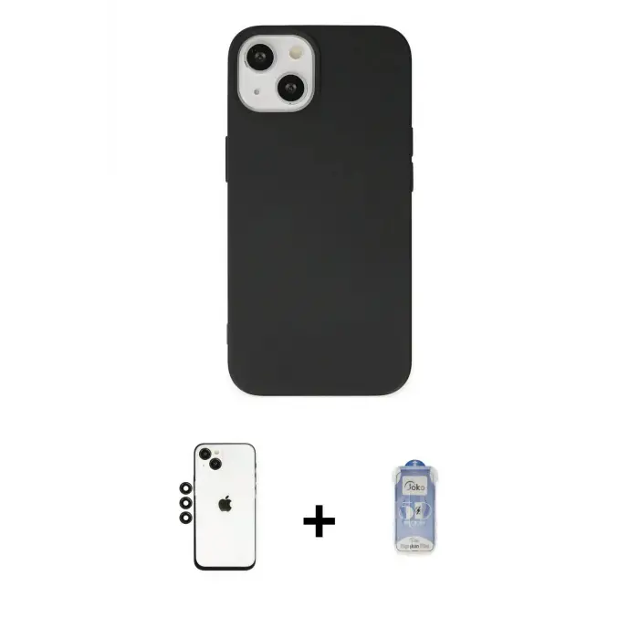 ieg™ iPhone 14 Kılıf Ahenk Serisi - Siyah Joko Magic 5D Cam + Shine Kamera Lens - SH
