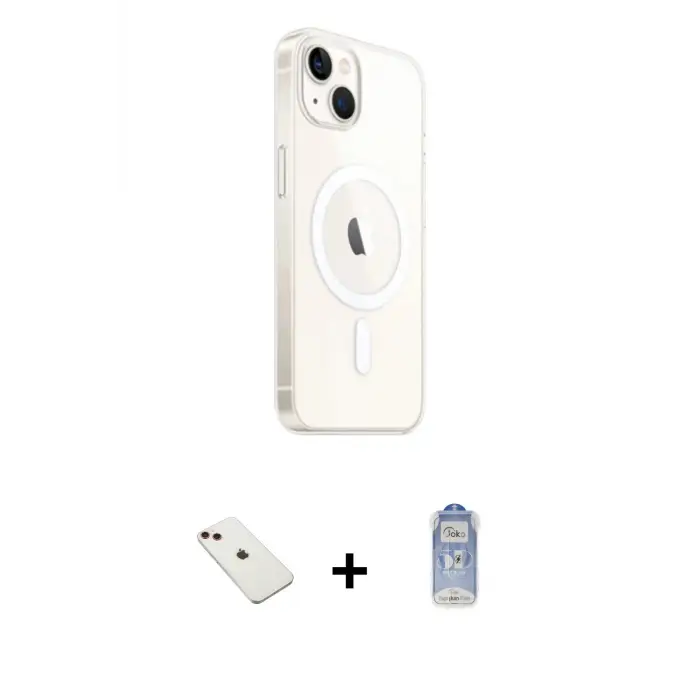 ieg™ iPhone 14 Kılıf Ahenk Yansıma Prime - Siyah Joko Magic 5D Cam + Diamond Kamera Lens - KI