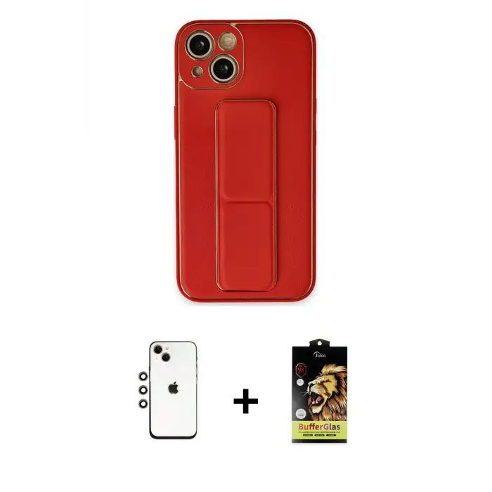 ieg™ iPhone 14 Kılıf Akış Doku - Siyah Buffer Cam Ekran Koruyucu + Shine Kamera Lens - GI