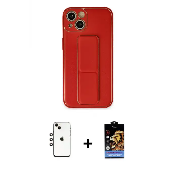ieg™ iPhone 14 Kılıf Akış Doku - Siyah Buffer Hayalet Cam Ekran Koruyucu + Shine Kamera Lens - GI