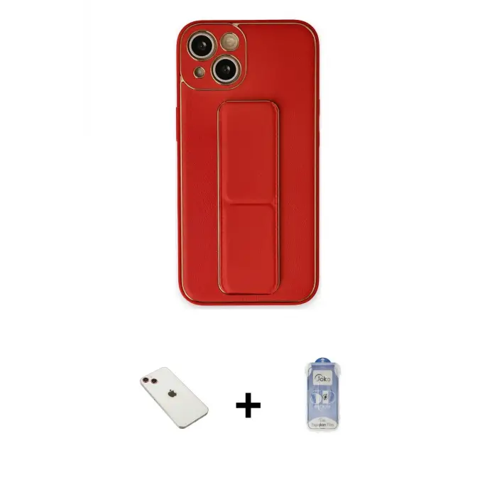 ieg™ iPhone 14 Kılıf Akış Doku - Siyah Joko Magic 5D Cam + Diamond Kamera Lens - KI