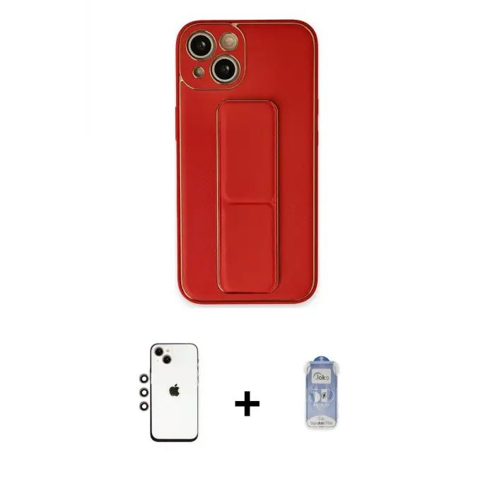 ieg™ iPhone 14 Kılıf Akış Doku - Siyah Joko Magic 5D Cam + Shine Kamera Lens - GI