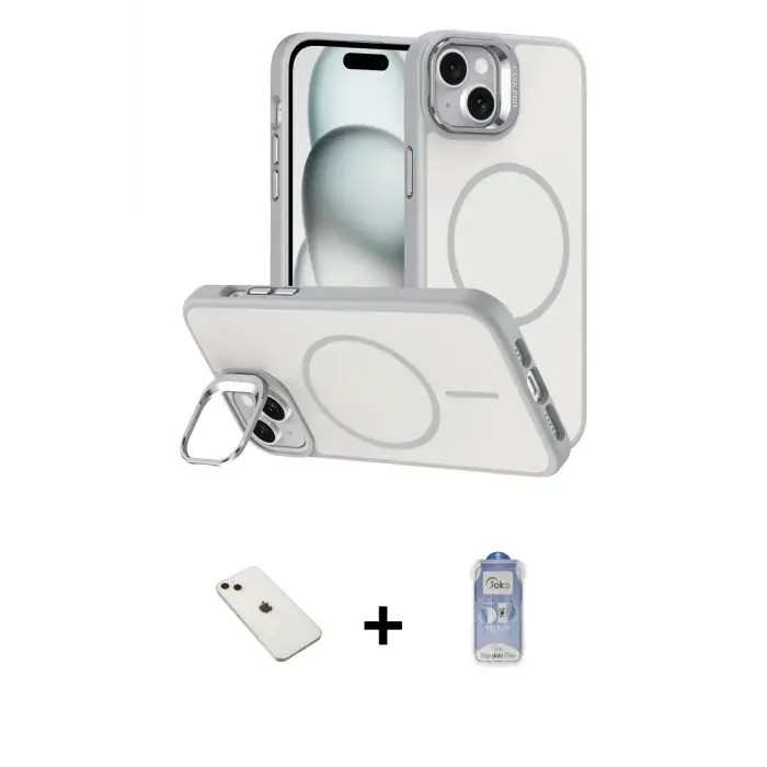 ieg™ iPhone 14 Kılıf Çekirdek Klasik - Siyah Joko Magic 5D Cam + Diamond Kamera Lens - PE