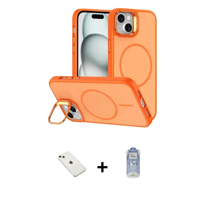 ieg™ iPhone 14 Kılıf Çekirdek Klasik - Siyah Joko Magic 5D Cam + Diamond Kamera Lens - PE