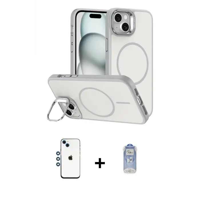 ieg™ iPhone 14 Kılıf Çekirdek Klasik - Siyah Joko Magic 5D Cam + Shine Kamera Lens - MI
