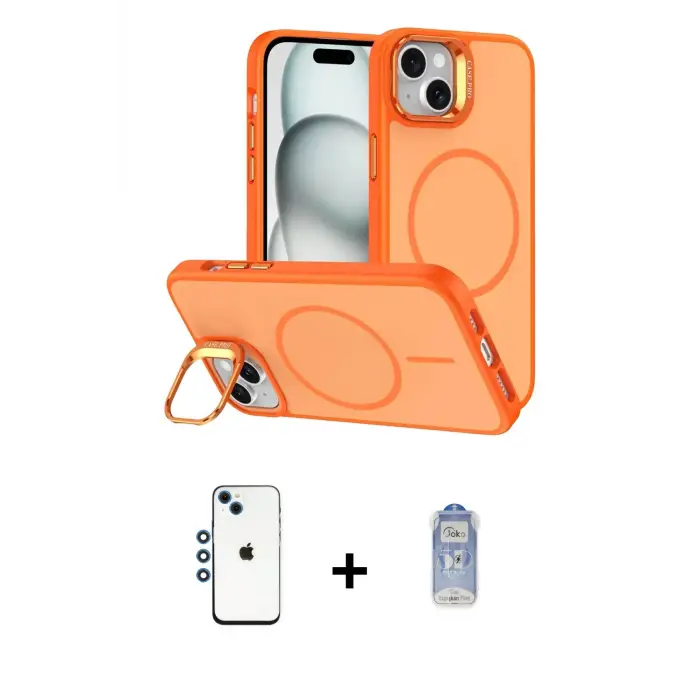 ieg™ iPhone 14 Kılıf Çekirdek Klasik - Siyah Joko Magic 5D Cam + Shine Kamera Lens - MI
