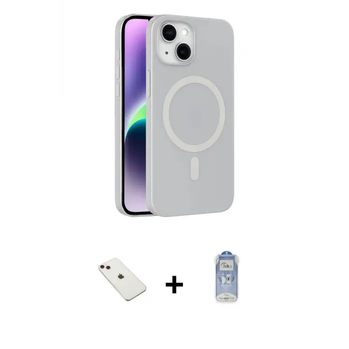 ieg™ iPhone 14 Kılıf Çekirdek Modern Prime - Siyah Joko Magic 5D Cam + Diamond Kamera Lens - KI