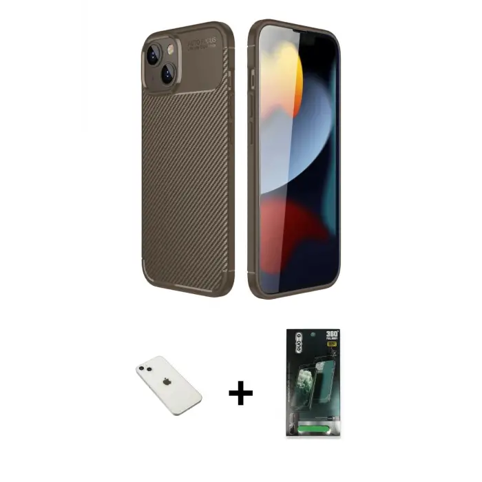 ieg™ iPhone 14 Kılıf Eksen Form Prime - Şeffaf 360 Full Body Arka Koruyucu + Diamond Kamera Lens - SABE