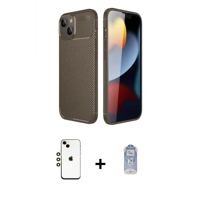 ieg™ iPhone 14 Kılıf Eksen Form Prime - Siyah Joko Magic 5D Cam + Shine Kamera Lens - GD