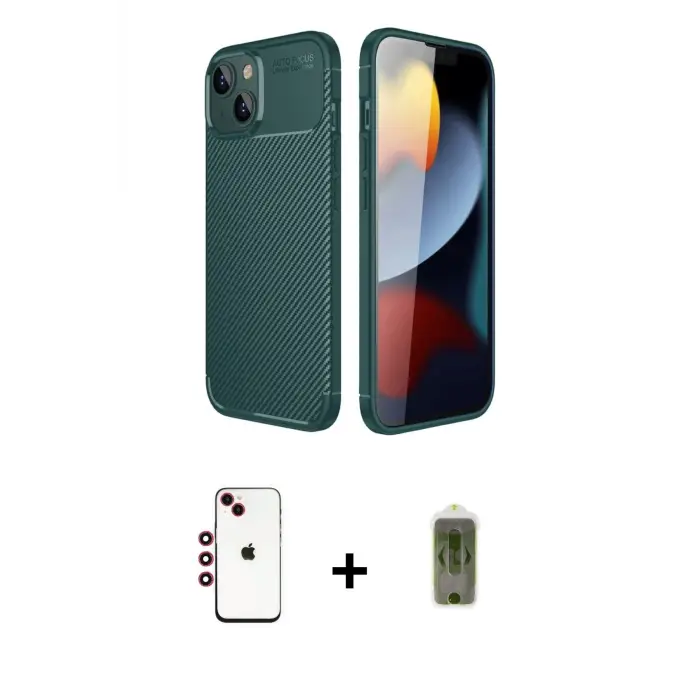 ieg™ iPhone 14 Kılıf Eksen Form Prime - Siyah Joko Magic 5D Hayalet Cam + Shine Kamera Lens - KI