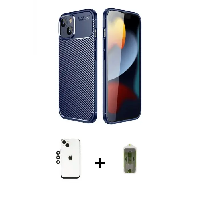 ieg™ iPhone 14 Kılıf Eksen Form Prime - Siyah Joko Magic 5D Hayalet Cam + Shine Kamera Lens - SH