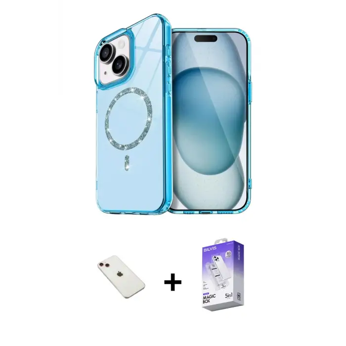 ieg™ iPhone 14 Kılıf Kıvılcım Form Prime - Siyah Bilvis 5in1 3D Magic Cam Ekran Koruyucu + Diamond Kamera Lens - KI