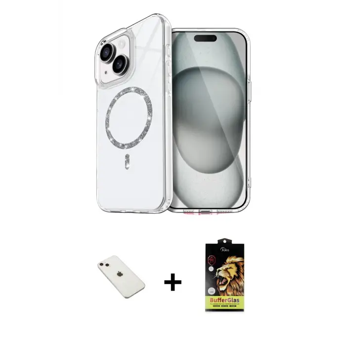 ieg™ iPhone 14 Kılıf Kıvılcım Form Prime - Siyah Buffer Cam Ekran Koruyucu + Diamond Kamera Lens - PE