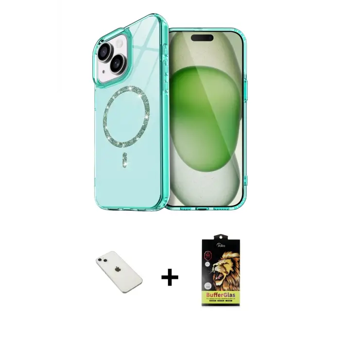 ieg™ iPhone 14 Kılıf Kıvılcım Form Prime - Siyah Buffer Cam Ekran Koruyucu + Diamond Kamera Lens - SABE
