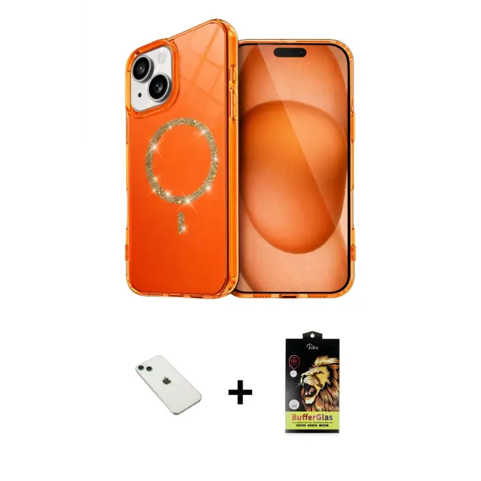ieg™ iPhone 14 Kılıf Kıvılcım Form Prime - Siyah Buffer Cam Ekran Koruyucu + Diamond Kamera Lens - YL