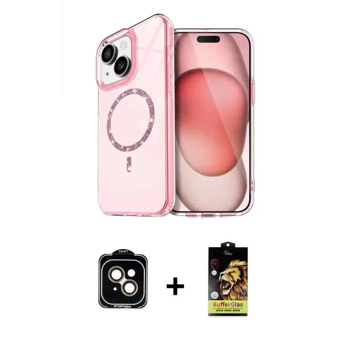 ieg™ iPhone 14 Kılıf Kıvılcım Form Prime - Siyah Buffer Cam Ekran Koruyucu + PVD Metal Kamera Lens - TU