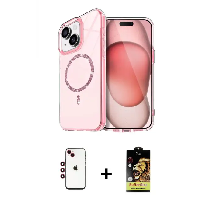 ieg™ iPhone 14 Kılıf Kıvılcım Form Prime - Siyah Buffer Cam Ekran Koruyucu + Shine Kamera Lens - KI