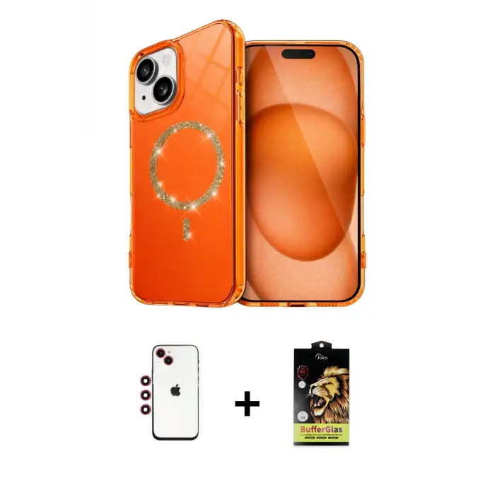 ieg™ iPhone 14 Kılıf Kıvılcım Form Prime - Siyah Buffer Cam Ekran Koruyucu + Shine Kamera Lens - KI