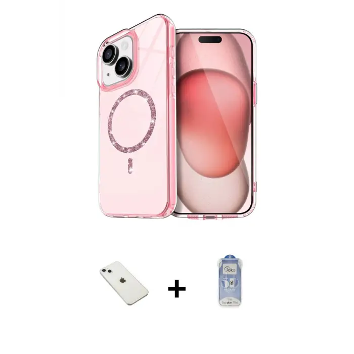 ieg™ iPhone 14 Kılıf Kıvılcım Form Prime - Siyah Joko Magic 5D Cam + Diamond Kamera Lens - SABE