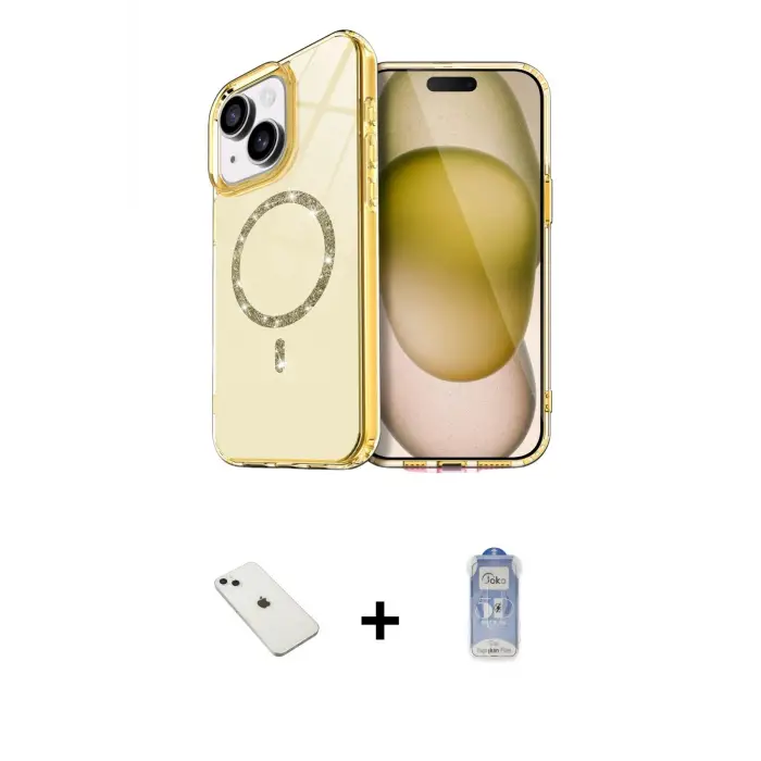 ieg™ iPhone 14 Kılıf Kıvılcım Form Prime - Siyah Joko Magic 5D Cam + Diamond Kamera Lens - SABE