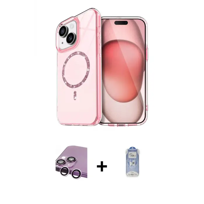 ieg™ iPhone 14 Kılıf Kıvılcım Form Prime - Siyah Joko Magic 5D Cam + Raze Metal Kamera Lens - MR