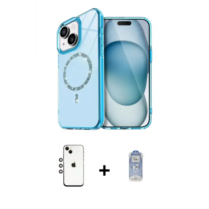 ieg™ iPhone 14 Kılıf Kıvılcım Form Prime - Siyah Joko Magic 5D Cam + Shine Kamera Lens - GI