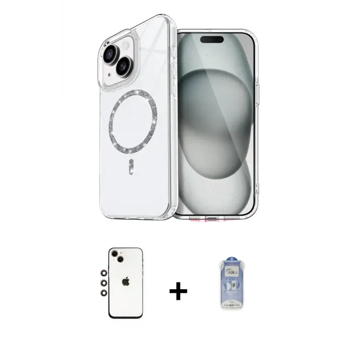ieg™ iPhone 14 Kılıf Kıvılcım Form Prime - Siyah Joko Magic 5D Cam + Shine Kamera Lens - GI