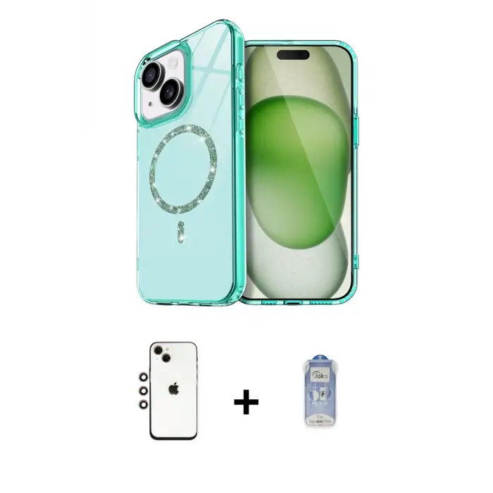 ieg™ iPhone 14 Kılıf Kıvılcım Form Prime - Siyah Joko Magic 5D Cam + Shine Kamera Lens - GI