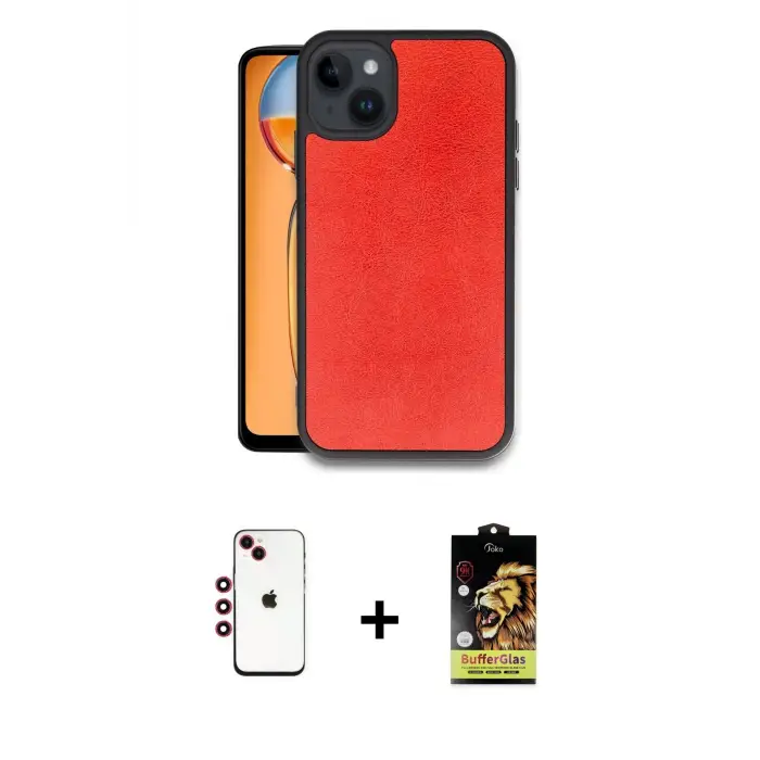 ieg™ iPhone 14 Kılıf Kıvılcım Işık Serisi - Siyah Buffer Cam Ekran Koruyucu + Shine Kamera Lens - KI