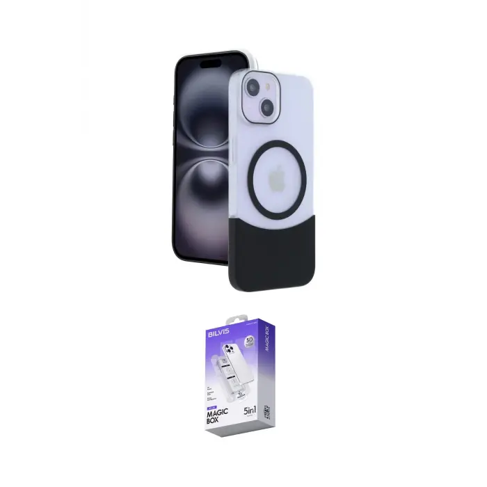ieg™ iPhone 14 Kılıf Kozmos Form Özel Seri - Siyah Bilvis 5in1 3D Magic Cam Ekran Koruyucu