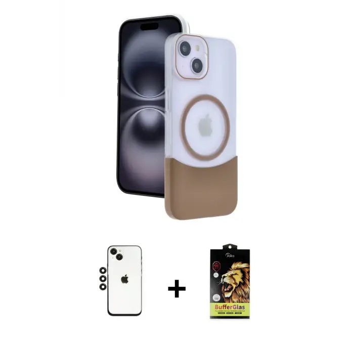 ieg™ iPhone 14 Kılıf Kozmos Form Özel Seri - Siyah Buffer Cam Ekran Koruyucu + Shine Kamera Lens - SH