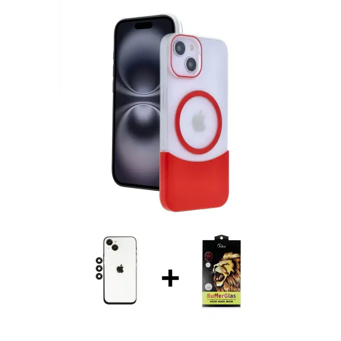 ieg™ iPhone 14 Kılıf Kozmos Form Özel Seri - Siyah Buffer Cam Ekran Koruyucu + Shine Kamera Lens - SH