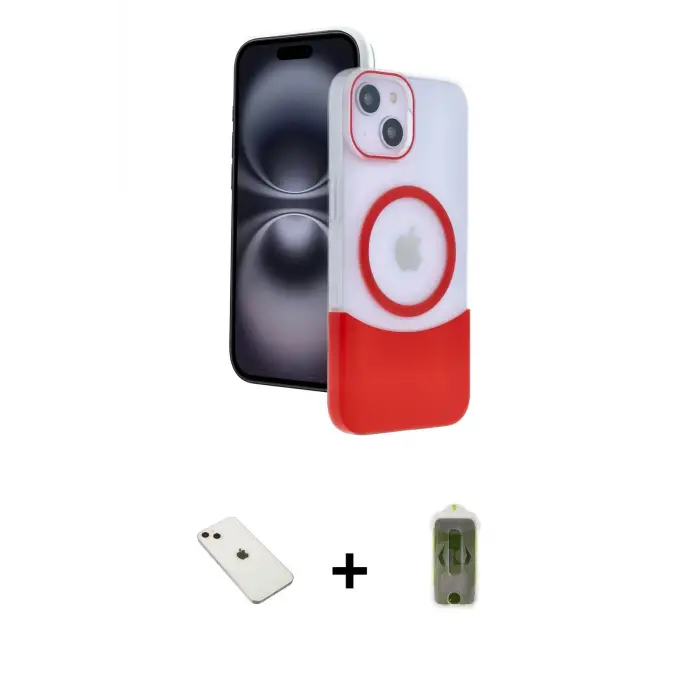 ieg™ iPhone 14 Kılıf Kozmos Form Özel Seri - Siyah Joko Magic 5D Hayalet Cam + Diamond Kamera Lens - PE