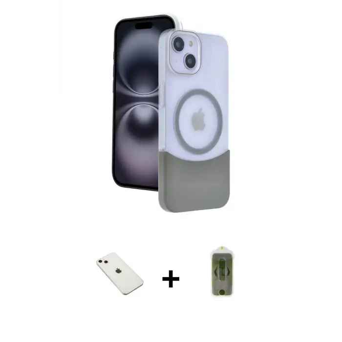 ieg™ iPhone 14 Kılıf Kozmos Form Özel Seri - Siyah Joko Magic 5D Hayalet Cam + Diamond Kamera Lens - PE