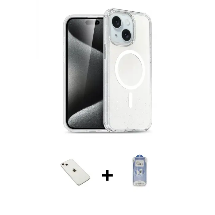 ieg™ iPhone 14 Kılıf Nova Asil Prime - Siyah Joko Magic 5D Cam + Diamond Kamera Lens - PE