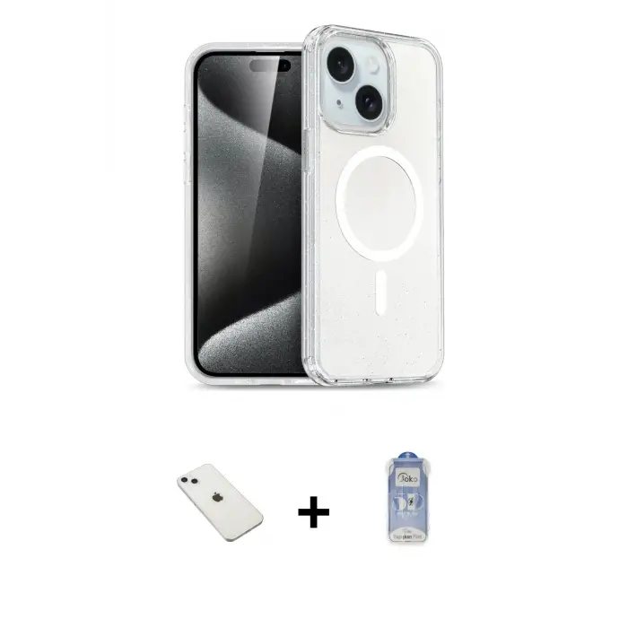 ieg™ iPhone 14 Kılıf Nova Asil Prime - Siyah Joko Magic 5D Cam + Diamond Kamera Lens - SABE