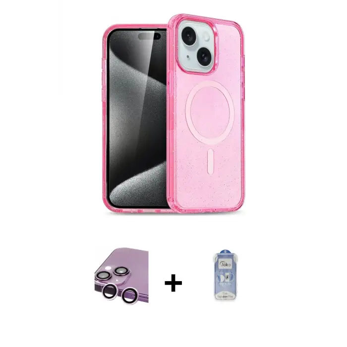 ieg™ iPhone 14 Kılıf Nova Asil Prime - Siyah Joko Magic 5D Cam + Raze Metal Kamera Lens - MR