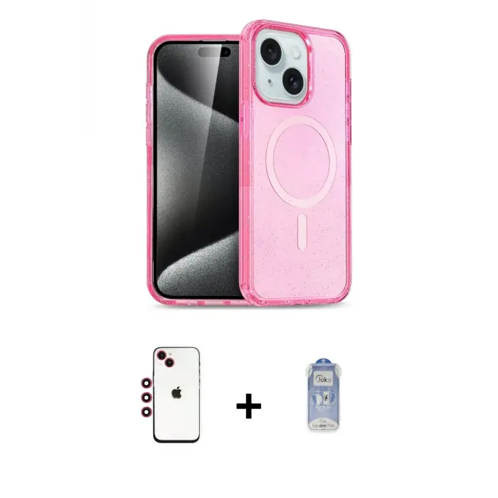 ieg™ iPhone 14 Kılıf Nova Asil Prime - Siyah Joko Magic 5D Cam + Shine Kamera Lens - KI