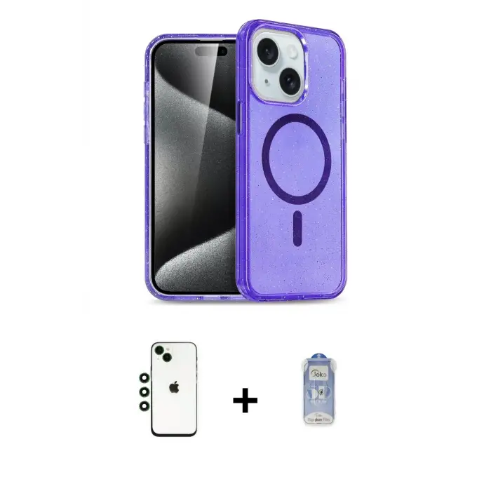 ieg™ iPhone 14 Kılıf Nova Asil Prime - Siyah Joko Magic 5D Cam + Shine Kamera Lens - YL