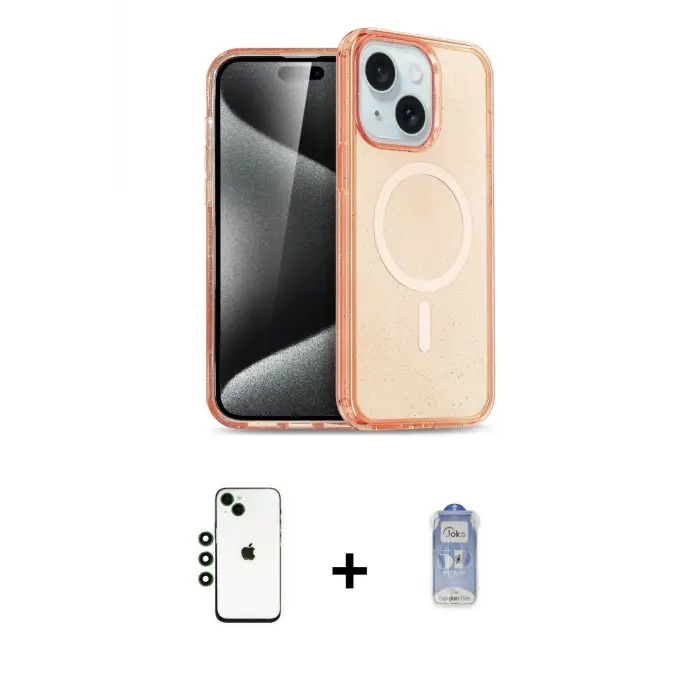 ieg™ iPhone 14 Kılıf Nova Asil Prime - Siyah Joko Magic 5D Cam + Shine Kamera Lens - YL