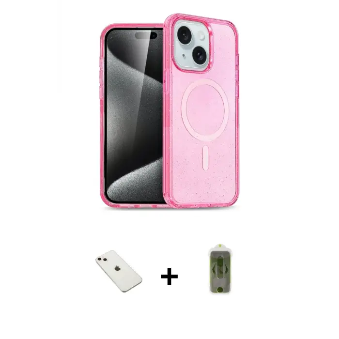 ieg™ iPhone 14 Kılıf Nova Asil Prime - Siyah Joko Magic 5D Hayalet Cam + Diamond Kamera Lens - PE