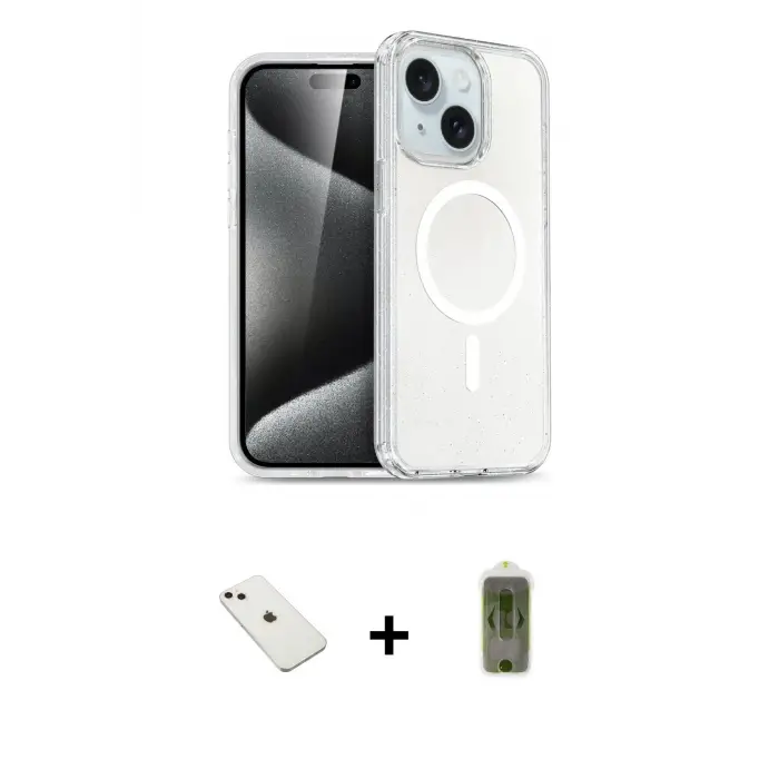 ieg™ iPhone 14 Kılıf Nova Asil Prime - Siyah Joko Magic 5D Hayalet Cam + Diamond Kamera Lens - PE