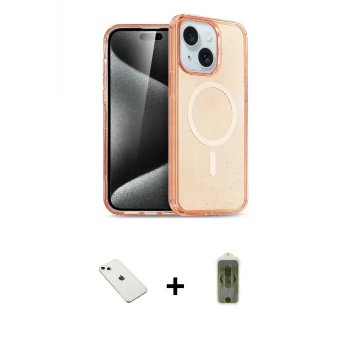 ieg™ iPhone 14 Kılıf Nova Asil Prime - Siyah Joko Magic 5D Hayalet Cam + Diamond Kamera Lens - PE