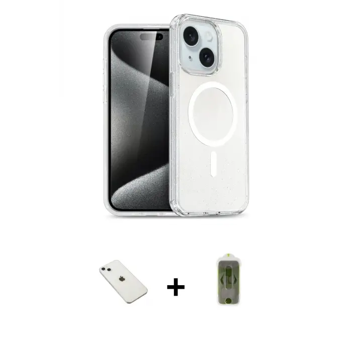 ieg™ iPhone 14 Kılıf Nova Asil Prime - Siyah Joko Magic 5D Hayalet Cam + Diamond Kamera Lens - SABE