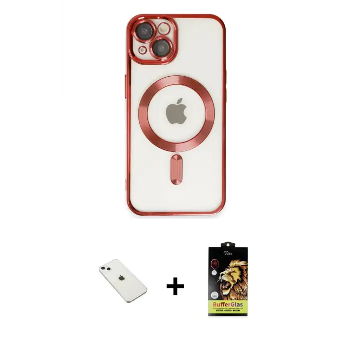 ieg™ iPhone 14 Kılıf Nova Işık Özel Seri - Siyah Buffer Cam Ekran Koruyucu + Diamond Kamera Lens - SABE