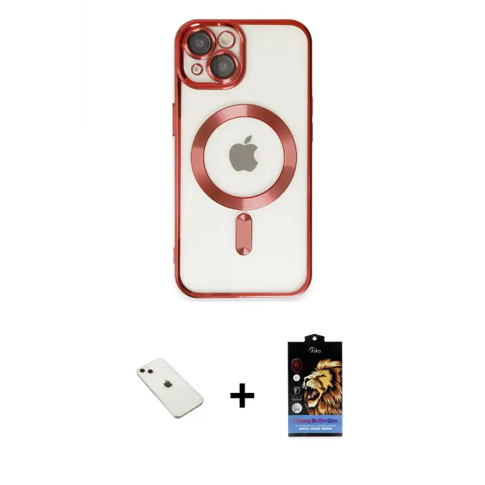 ieg™ iPhone 14 Kılıf Nova Işık Özel Seri - Siyah Buffer Hayalet Cam Ekran Koruyucu + Diamond Kamera Lens - PE