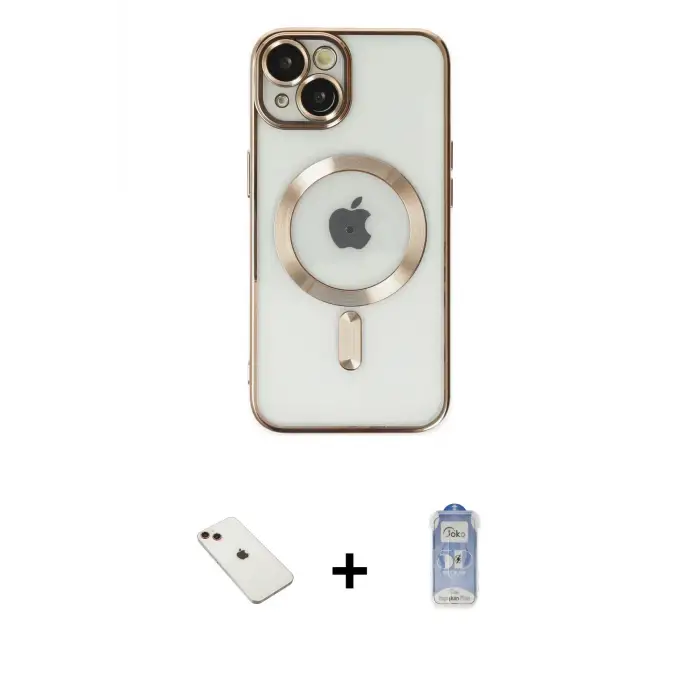 ieg™ iPhone 14 Kılıf Nova Işık Özel Seri - Siyah Joko Magic 5D Cam + Diamond Kamera Lens - KI