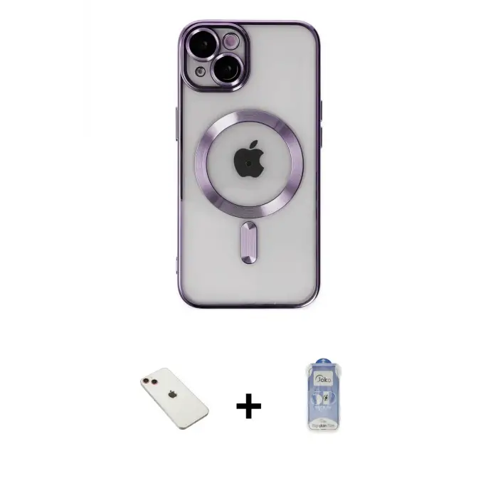 ieg™ iPhone 14 Kılıf Nova Işık Özel Seri - Siyah Joko Magic 5D Cam + Diamond Kamera Lens - KI