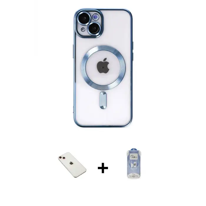 ieg™ iPhone 14 Kılıf Nova Işık Özel Seri - Siyah Joko Magic 5D Cam + Diamond Kamera Lens - KI